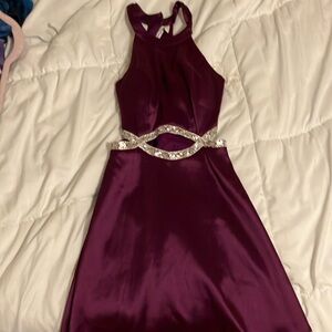Purple kids dress with rhinestones